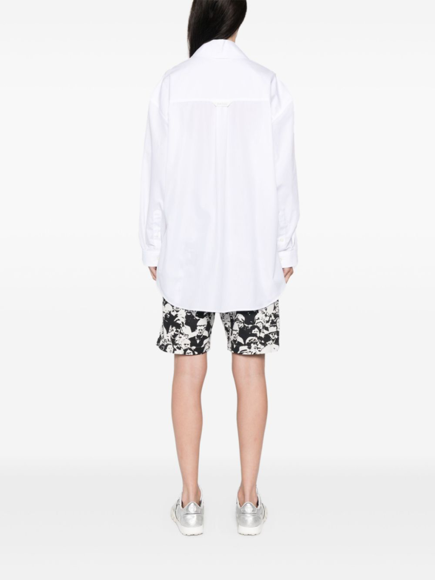 White Monogram-Embroidered Loose Shirt 4