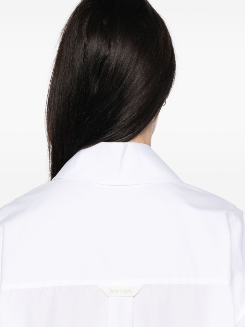 White Monogram-Embroidered Loose Shirt 5