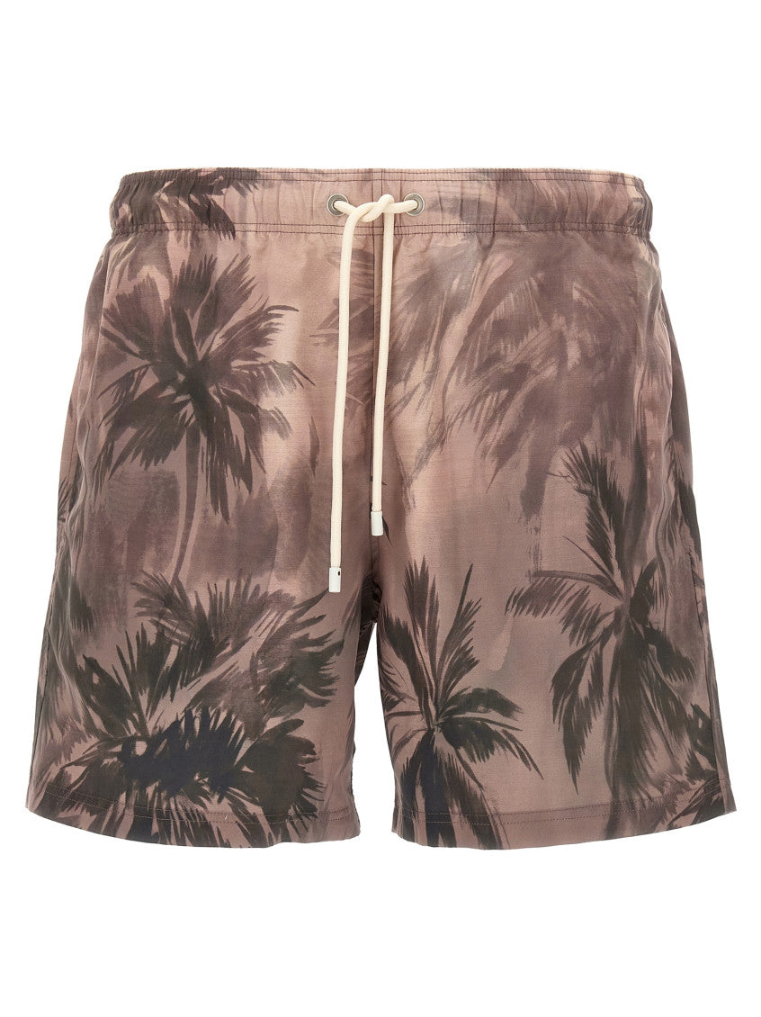Multicolor 'Sunset Palms' swimsuit 1