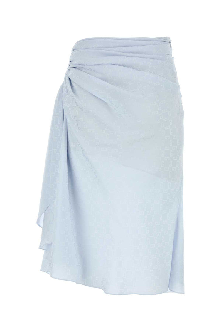 Light Blue Draped Skirt In Monogram 72 Jacquard 2