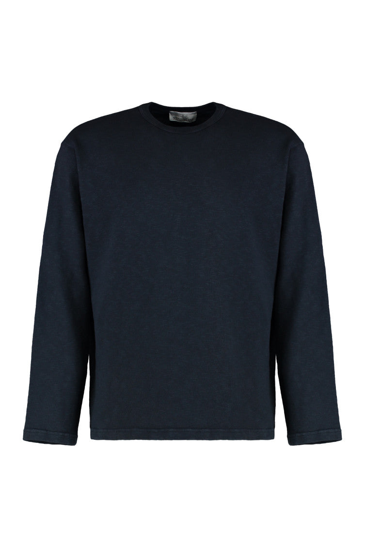 Navy Blue Long Sleeve Cotton T-Shirt 1