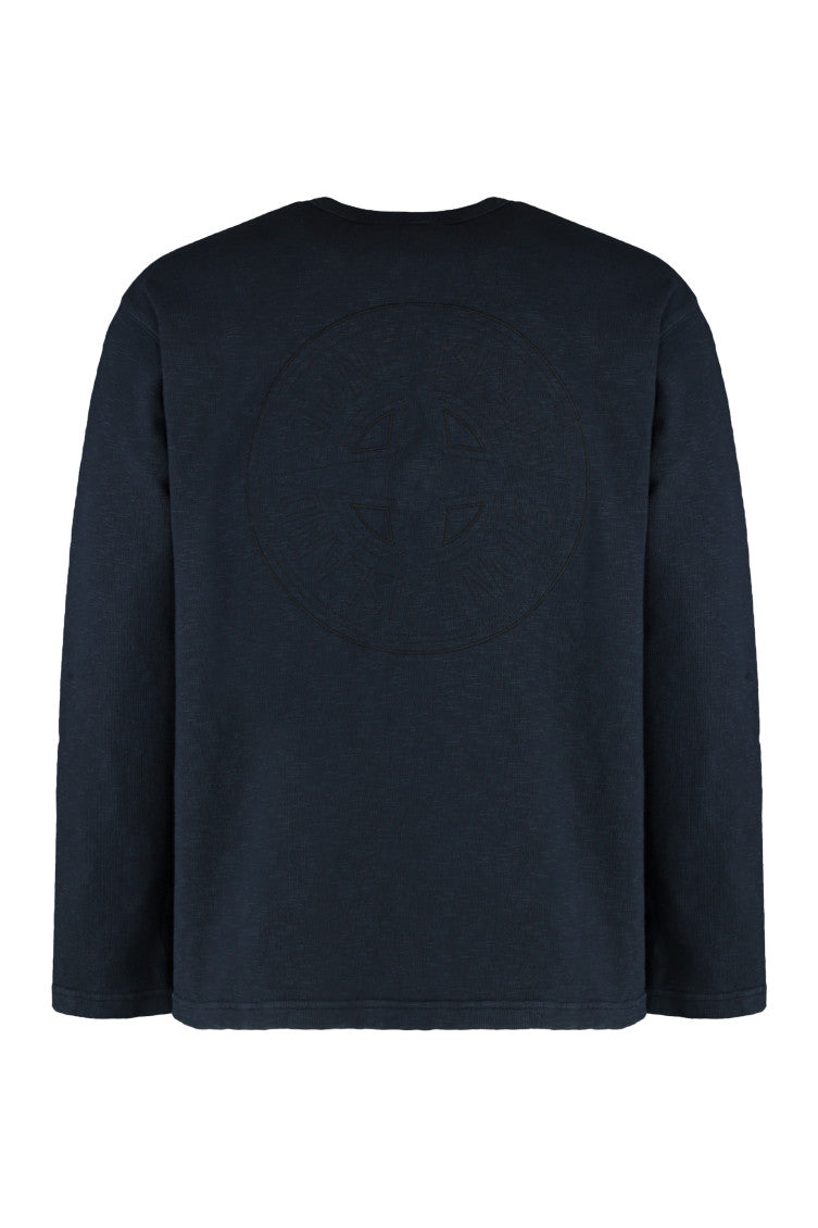 Navy Blue Long Sleeve Cotton T-Shirt 2
