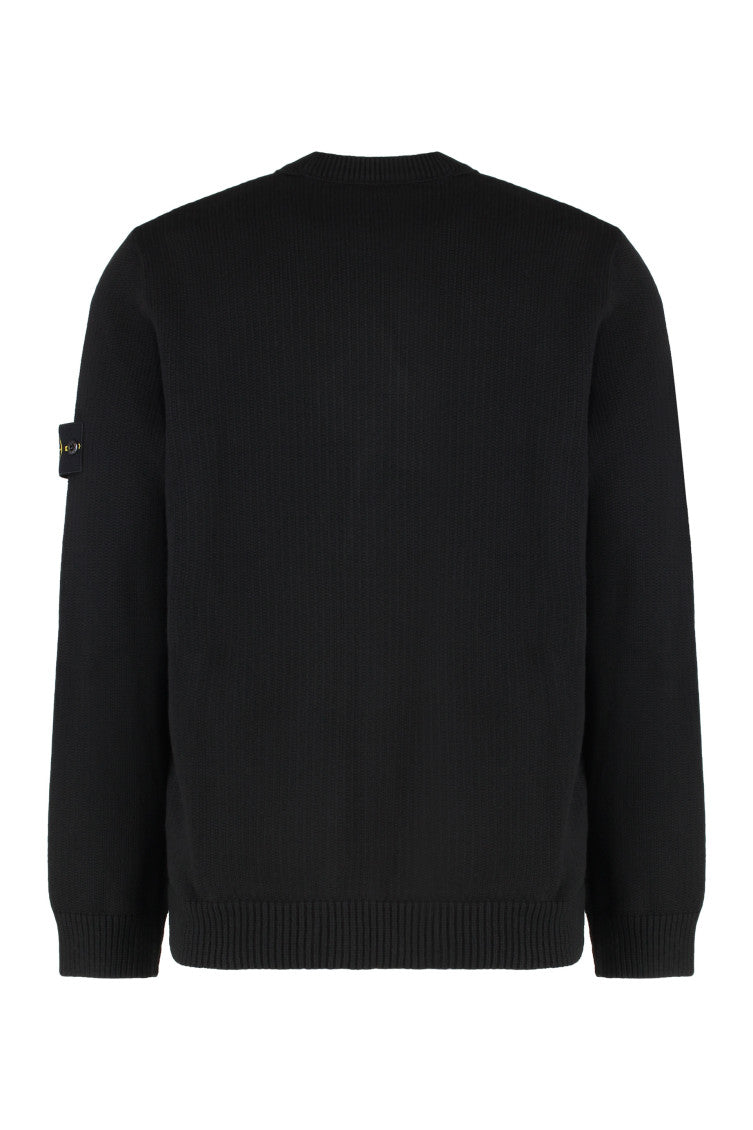 Black Crew Neck Logo Patch Sweater 2