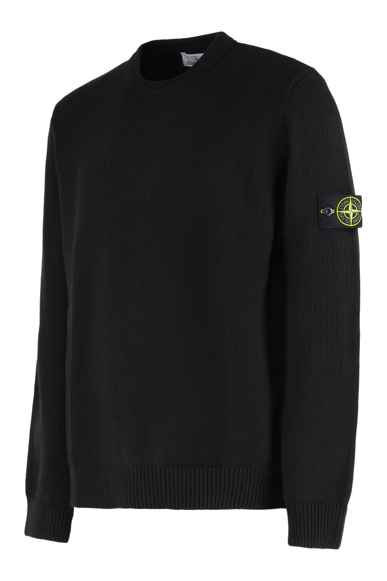 Black Crew Neck Logo Patch Sweater 3
