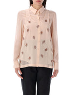 Peach Embroidered Georgette top 1