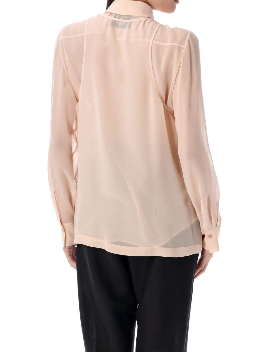 Peach Embroidered Georgette top 2