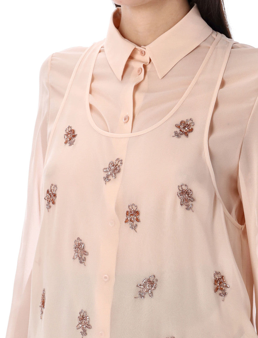 Peach Embroidered Georgette top 3