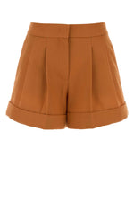 Orange Wool Pleated Shorts 1