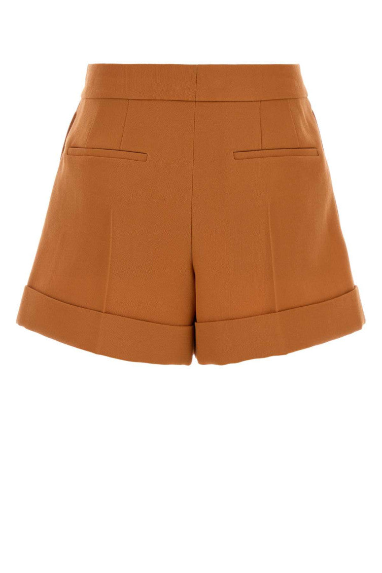 Orange Wool Pleated Shorts 2