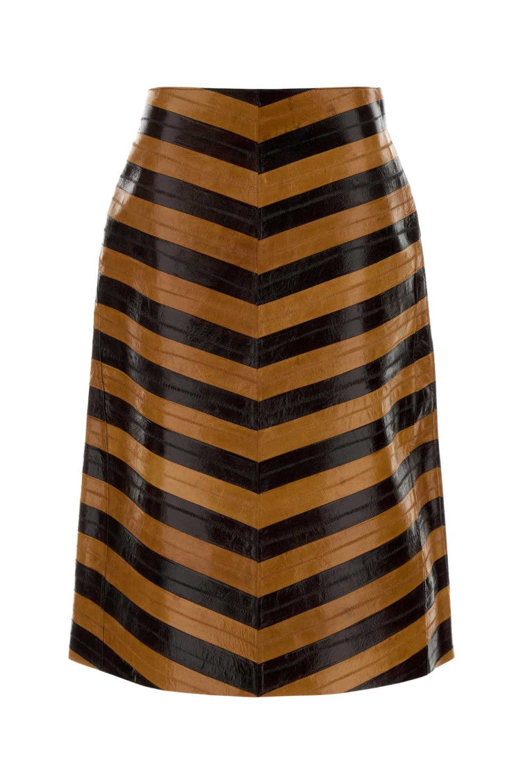 Brown Two Tone Leather Skirt 1