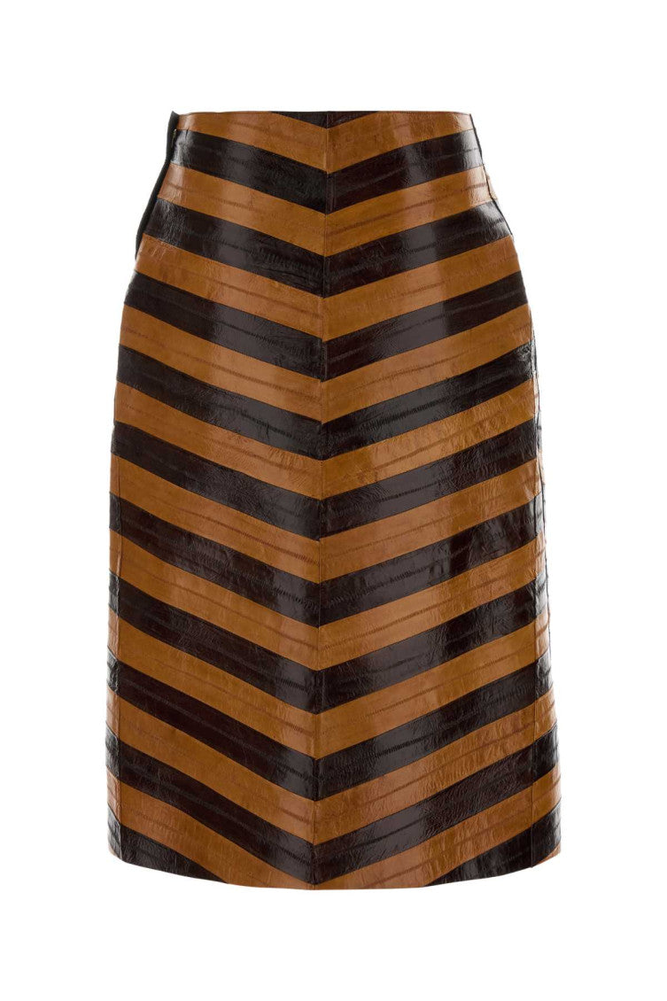 Brown Two Tone Leather Skirt 2
