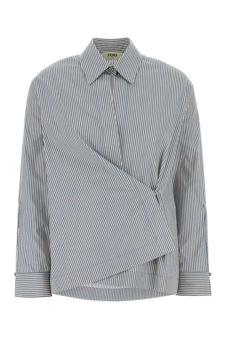 Grey Striped Wrap Shirt 1