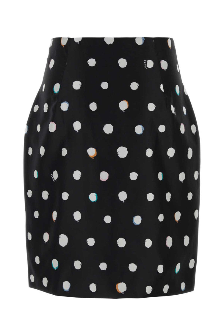 Black Polka Dot Print Mini Pencil Skirt 2