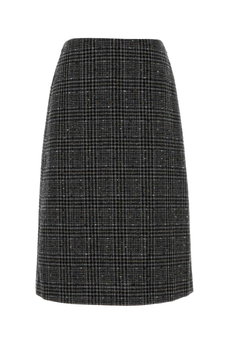 Black Embroidered Tweed High Rise Skirt 1