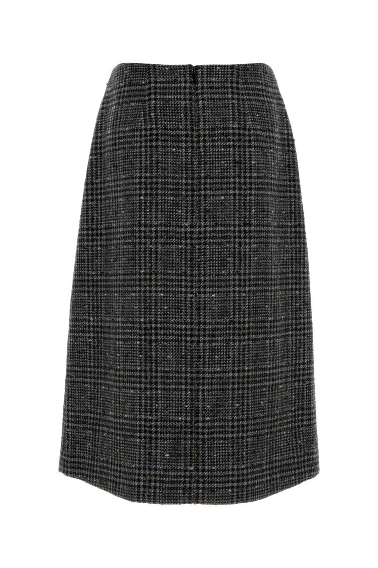 Black Embroidered Tweed High Rise Skirt 2