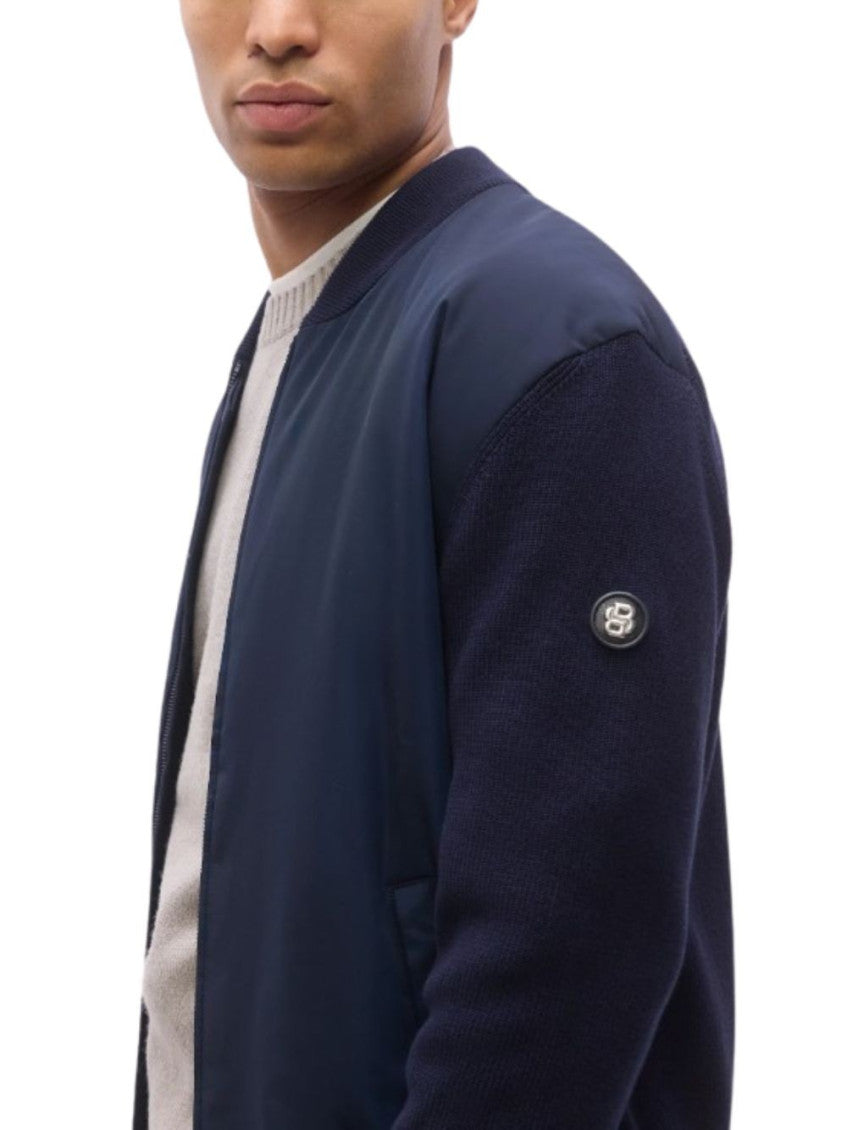 Blue full-zip bomber jacket 3