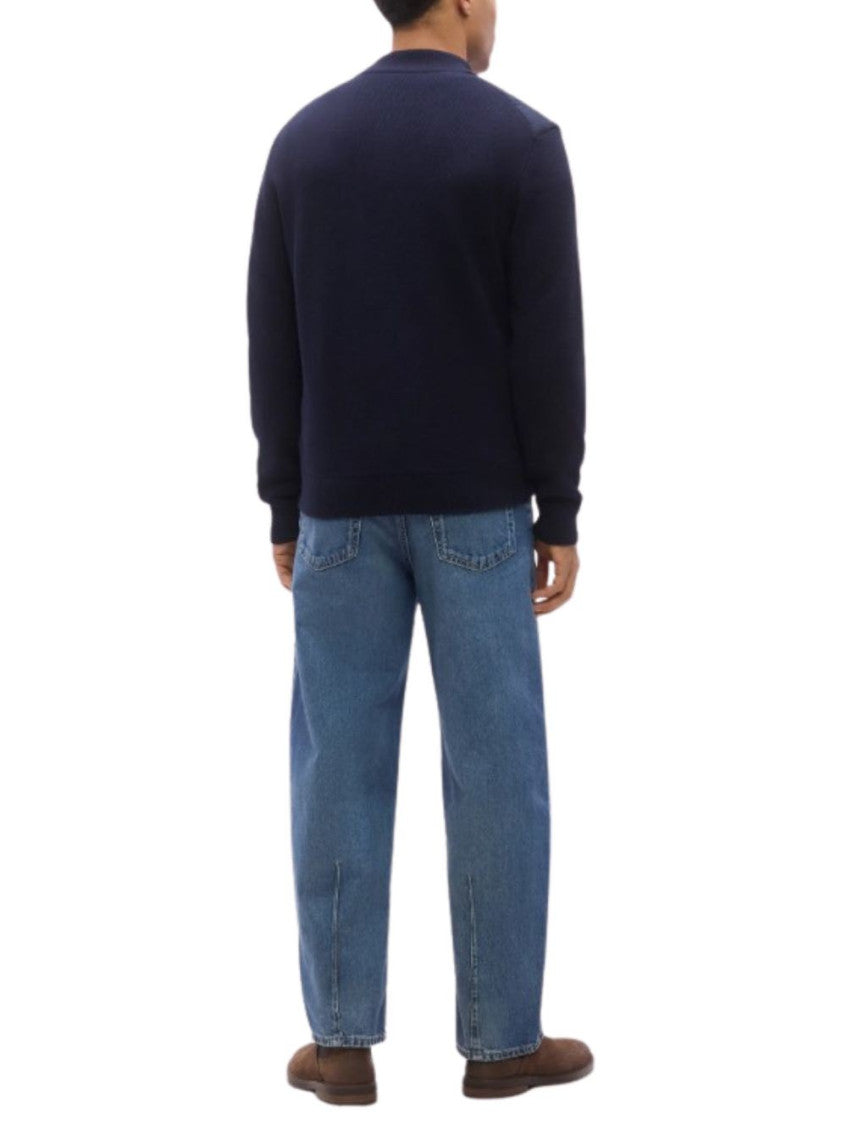 Blue full-zip bomber jacket 4