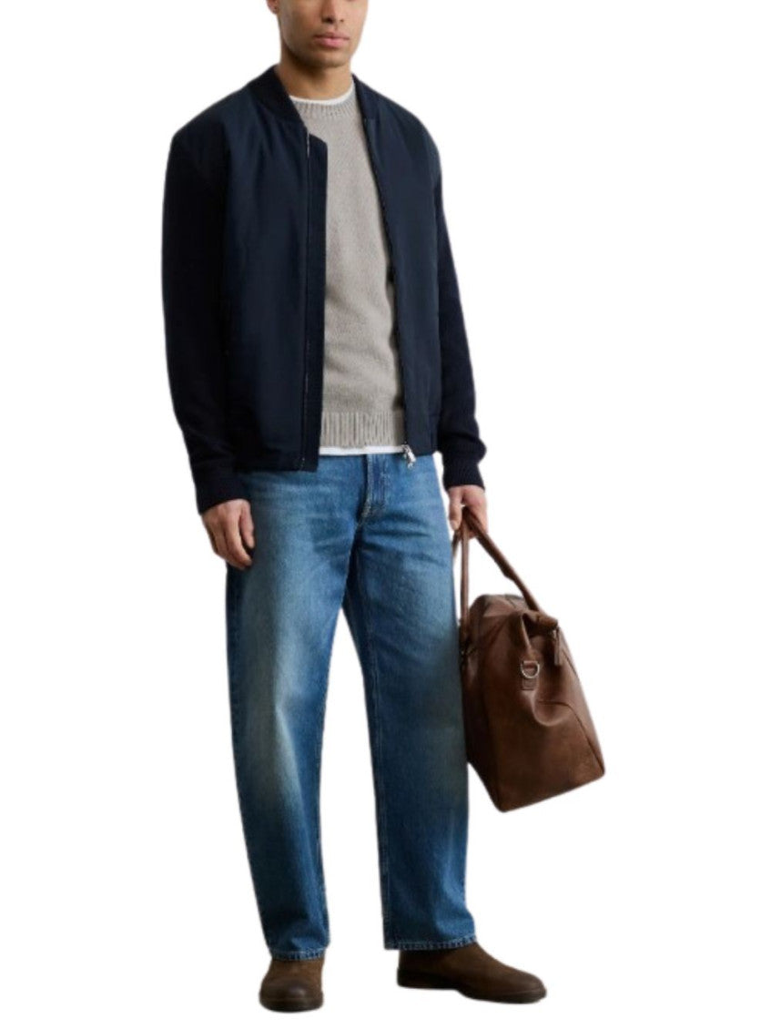 Blue full-zip bomber jacket 5
