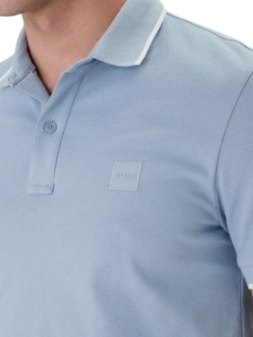 Blue Textured Polo T-Shirt 4