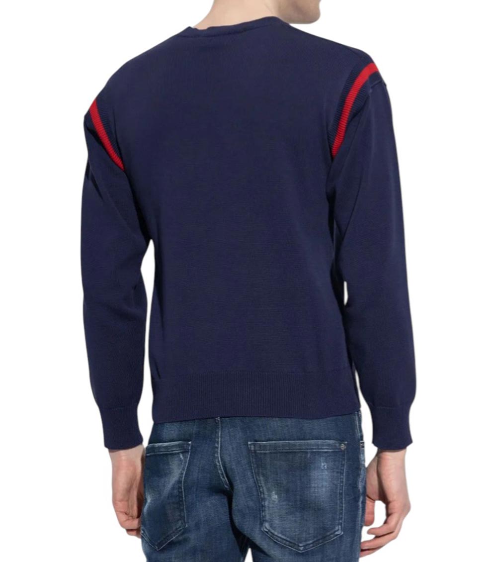 Navy Blue Logo Print Sweater 4