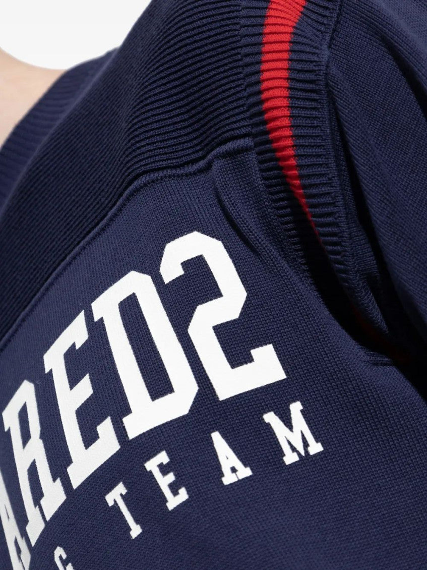 Navy Blue Logo Print Sweater 5