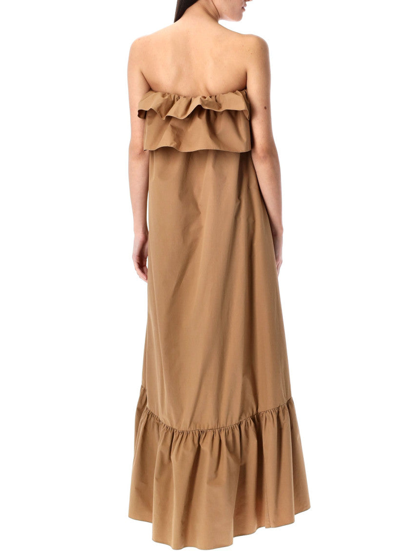Beige Strapless Maxi Dress 2