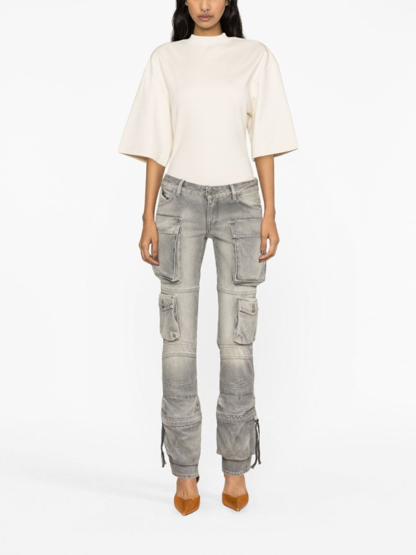 Grey Tapered Cargo Jeans 5