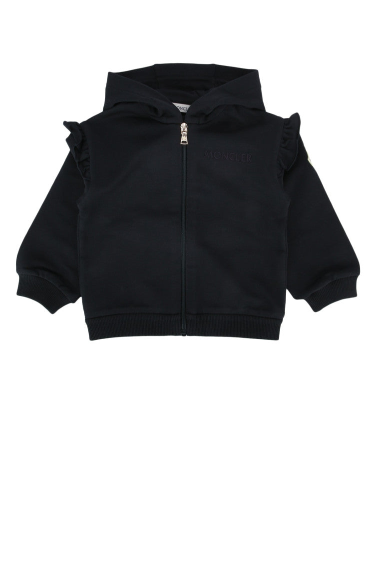 Babies Navy Blue Solid Hoodie 1