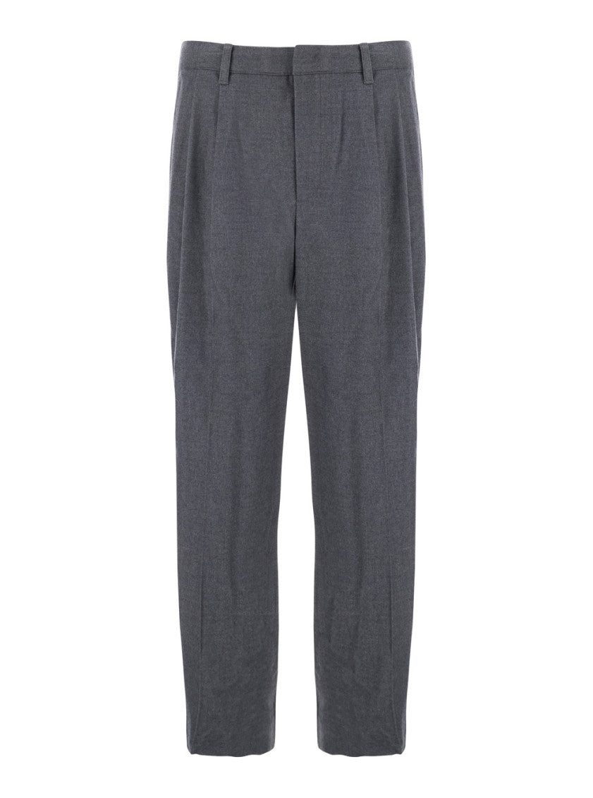Grey Straight Pleated Pants 1