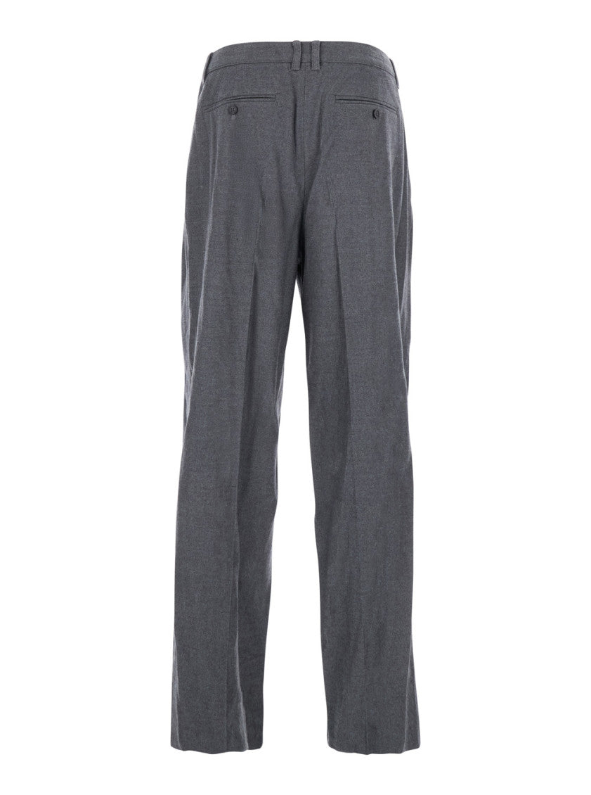 Grey Straight Pleated Pants 2