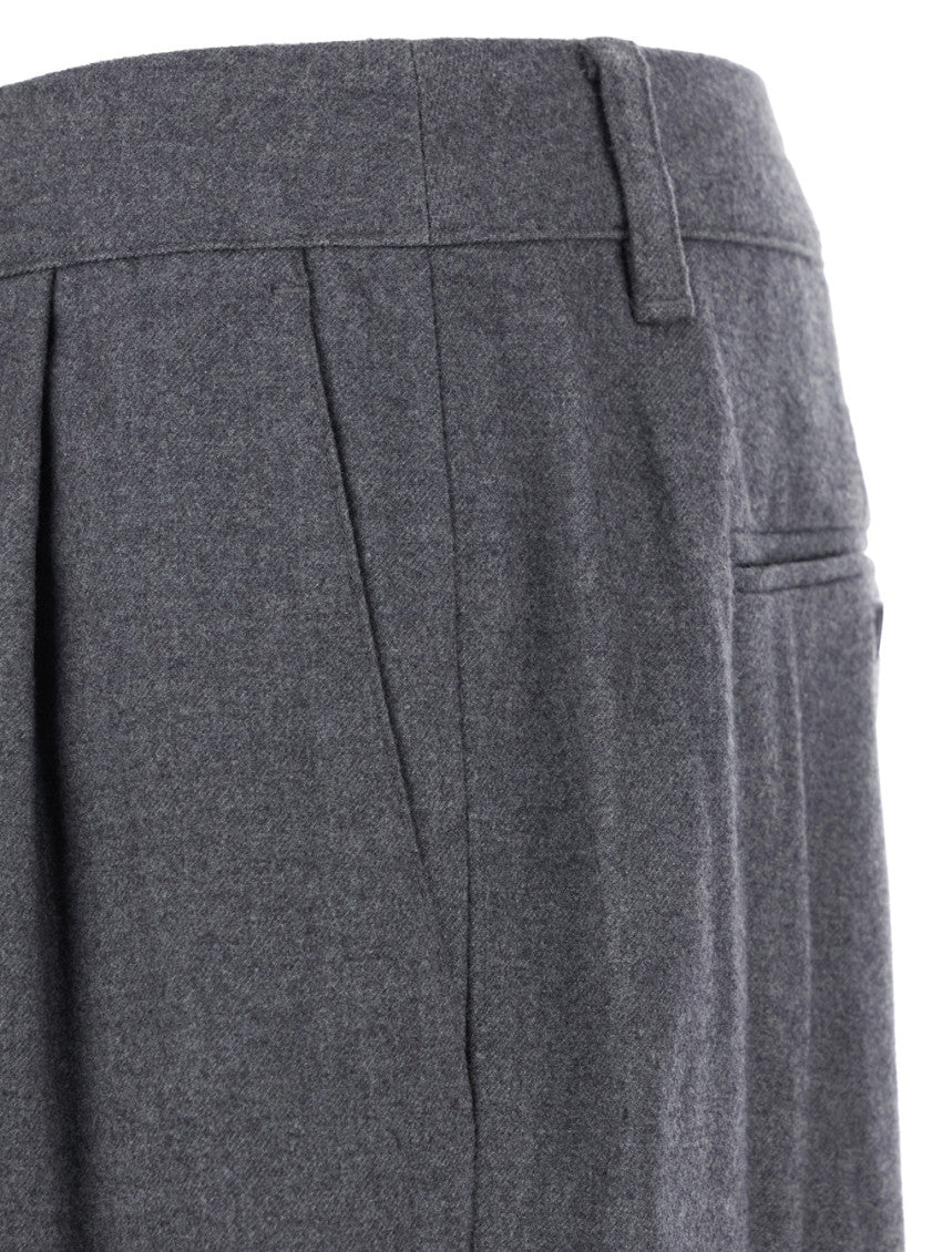 Grey Straight Pleated Pants 3