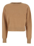 Beige Solid Crew Neck Sweater 1
