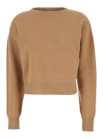 Beige Solid Crew Neck Sweater 1