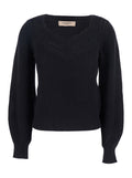 Black Knitted V Neck Sweater 1