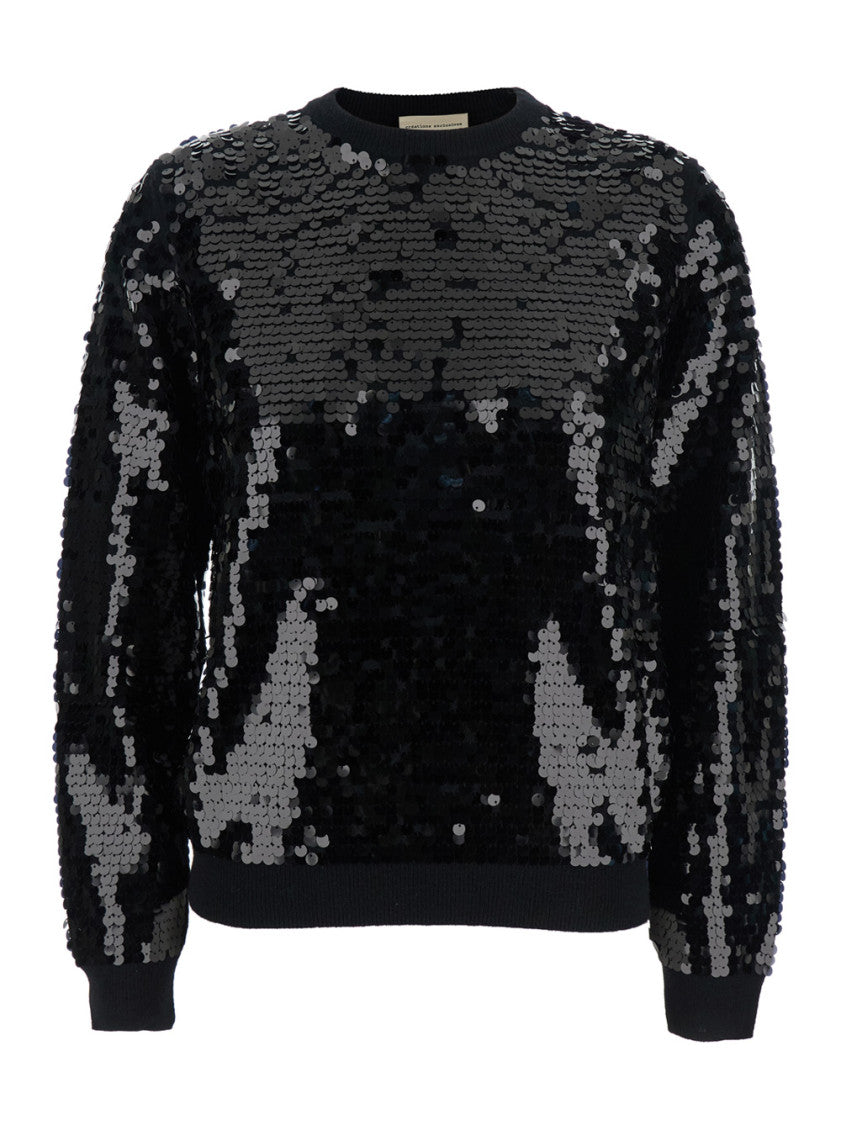Black Embellished Crew Neck Sweater 1