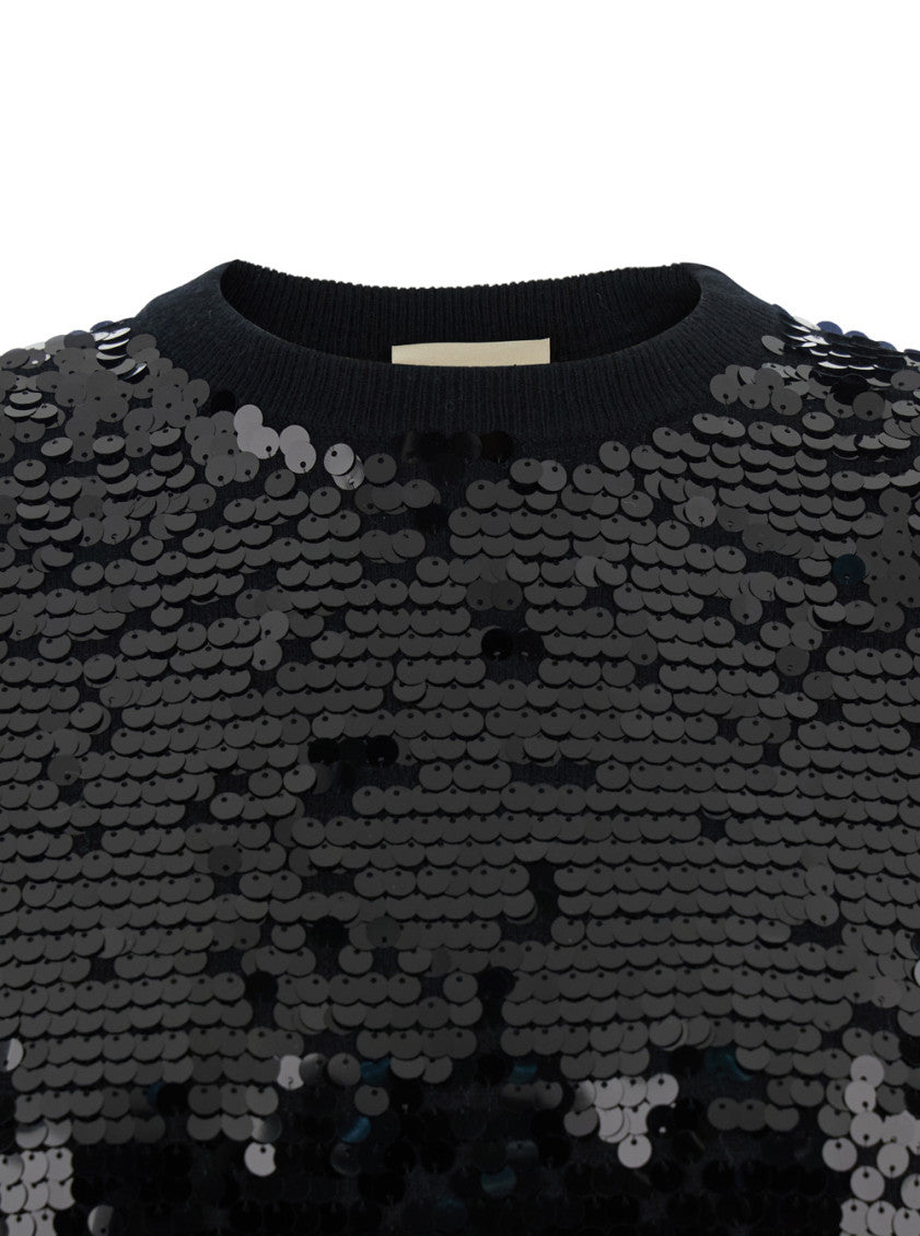 Black Embellished Crew Neck Sweater 3