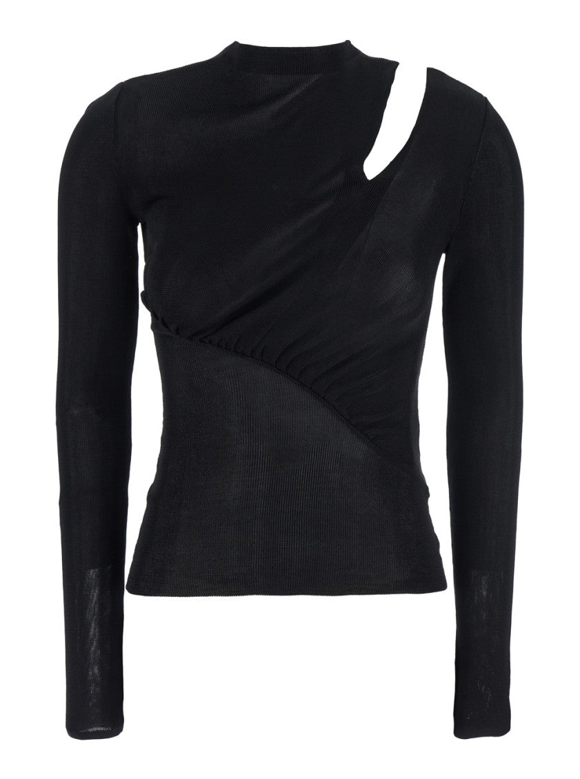 Black Knitted Cut Out Sweater 1