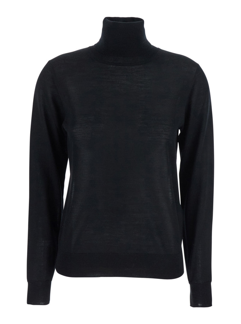 Black Solid Turtle Neck Sweater 1