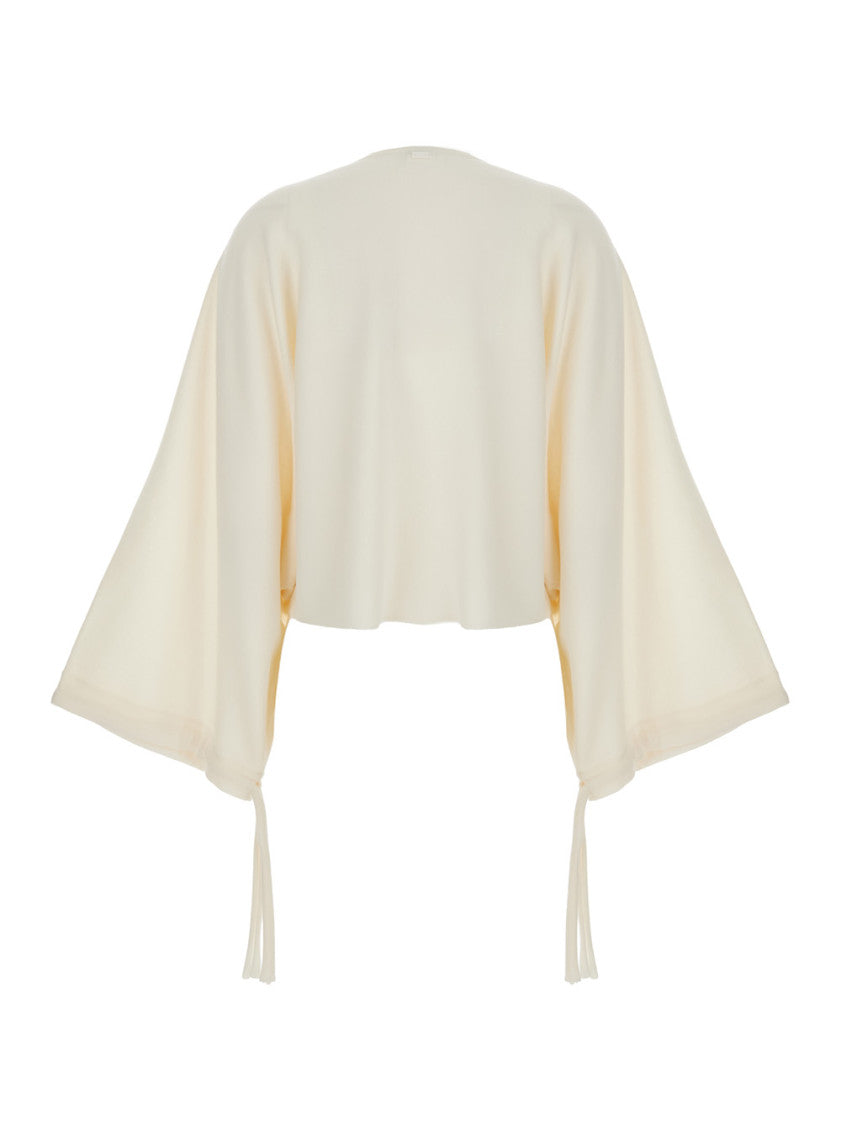 White Solid Round Neck Sweater 2