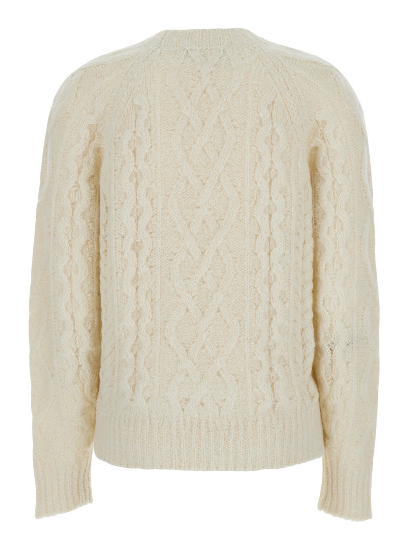 White Knitted Crew Neck Sweater 2