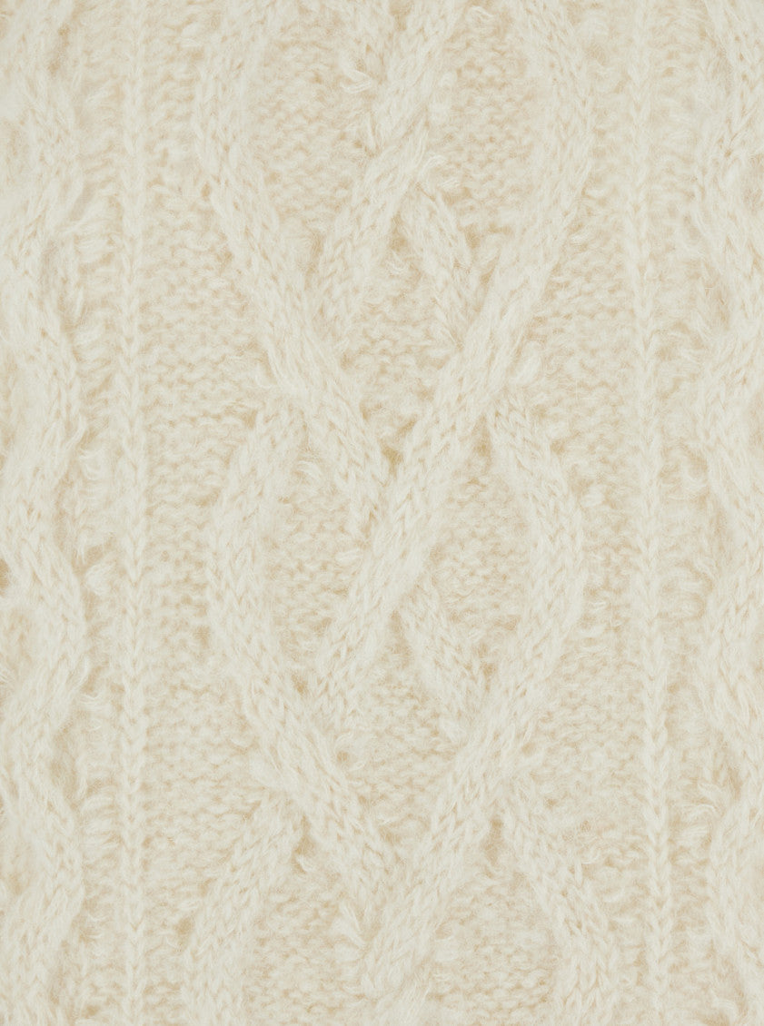 White Knitted Crew Neck Sweater 3