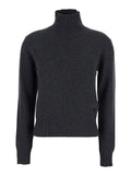 Grey Solid Turtle Neck Sweater 1
