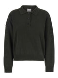 Green Solid Shirt Collar Sweater 1