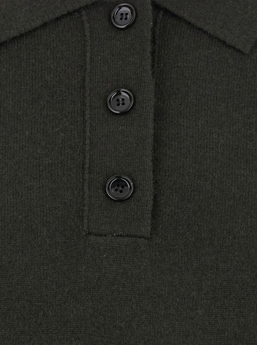 Green Solid Shirt Collar Sweater 3