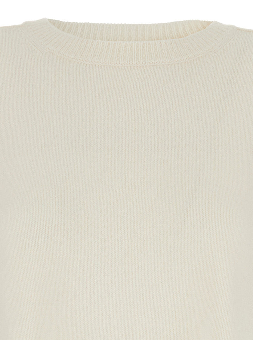 White Solid Round Neck Sweater 3