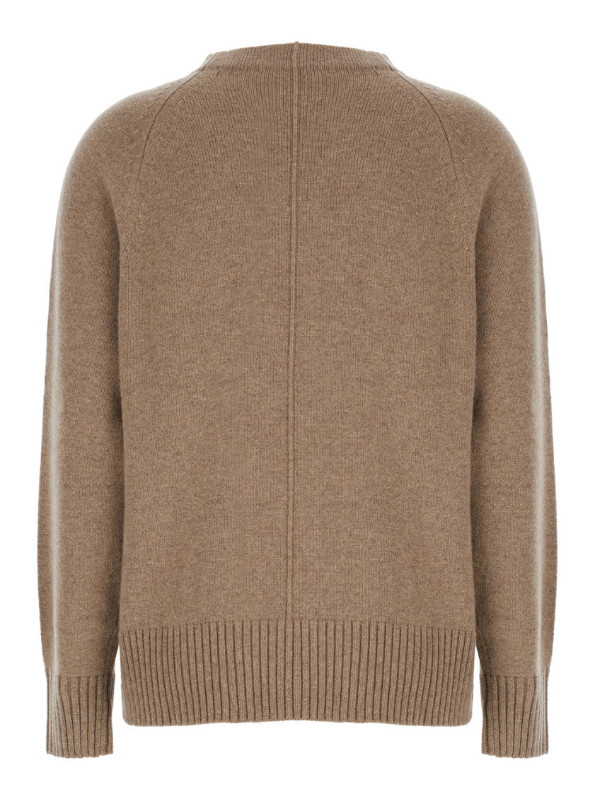 Beige Solid Crew Neck Sweater 2