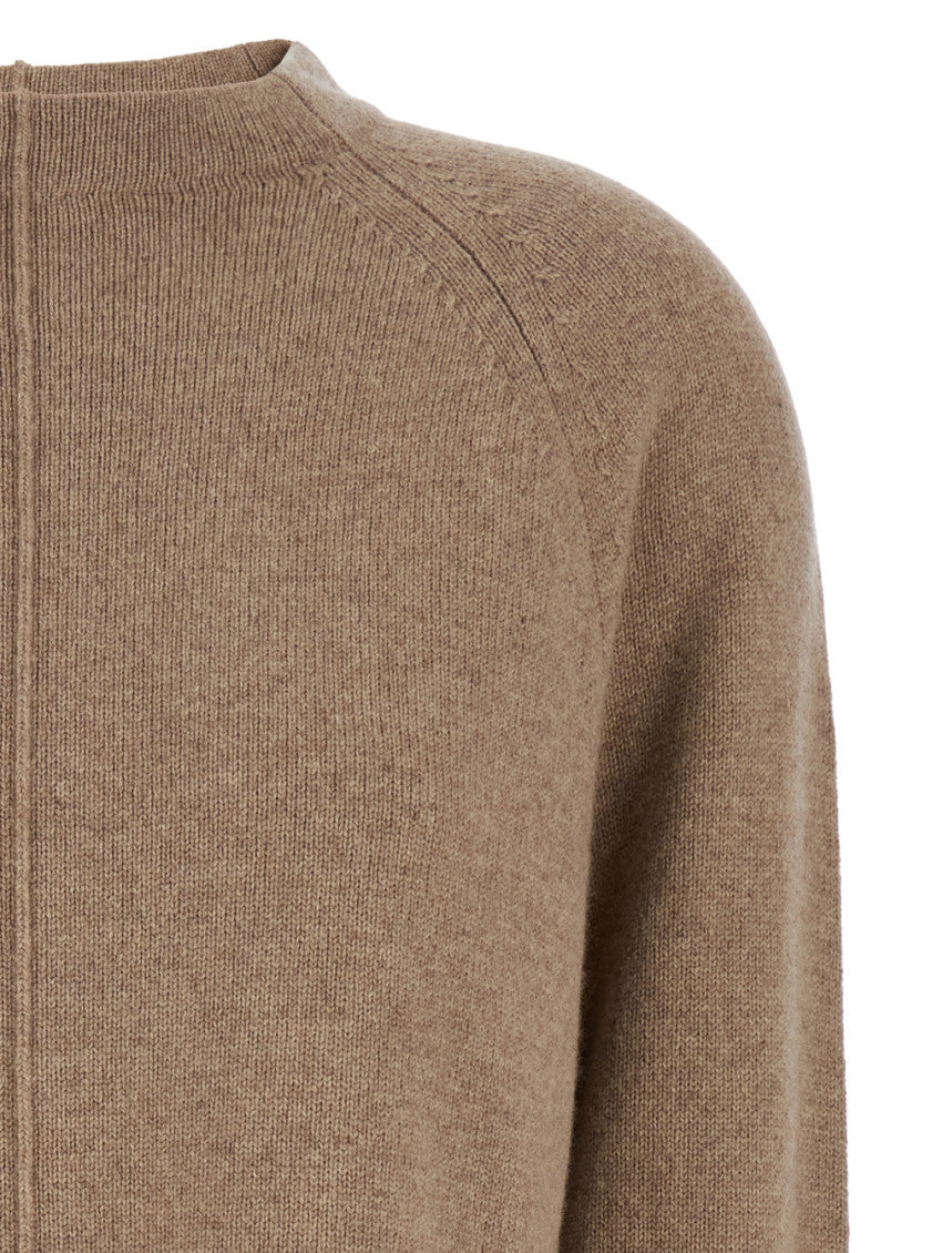 Beige Solid Crew Neck Sweater 3