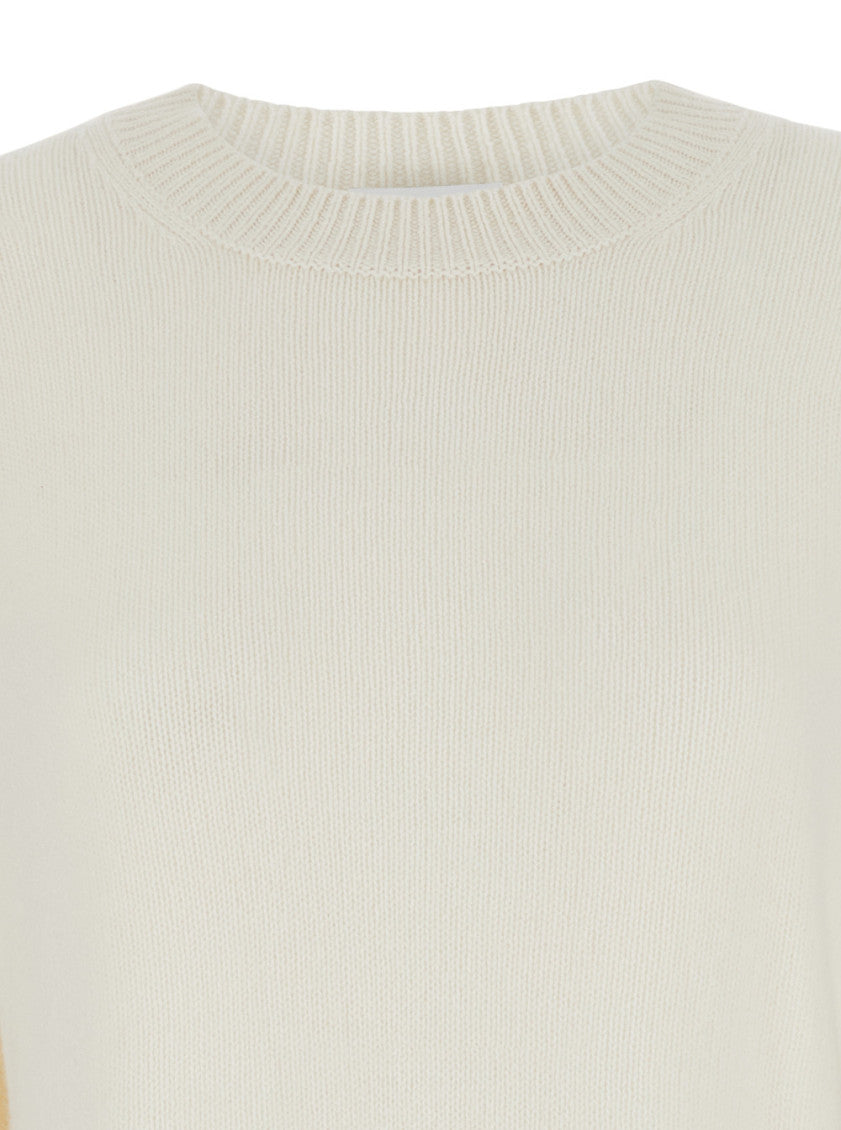 White Solid Round Neck Sweater 3