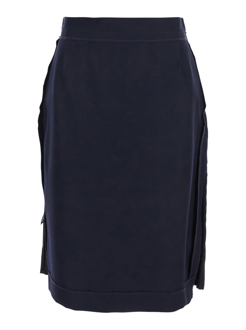 Blue Solid Midi Skirt 1
