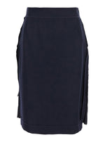 Blue Solid Midi Skirt 1